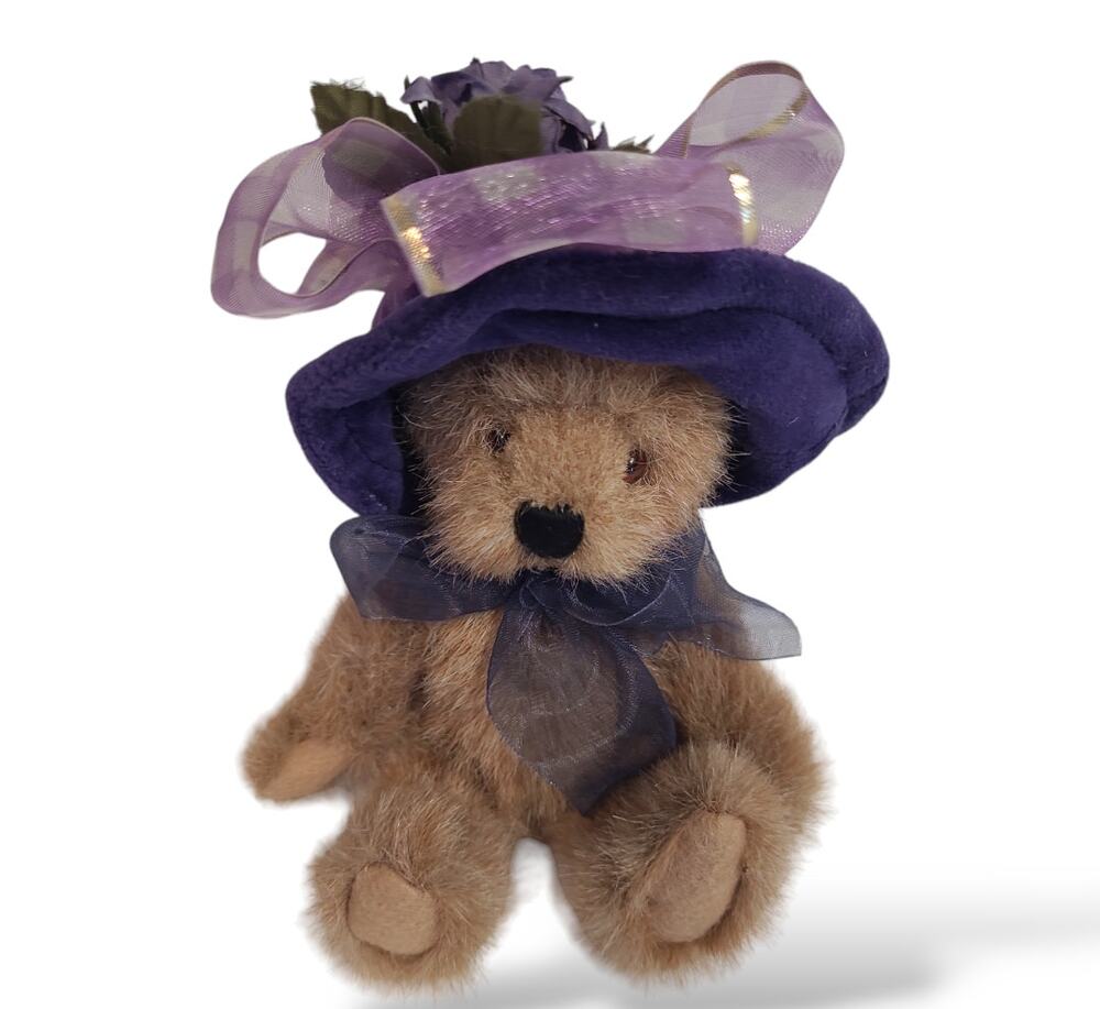 Boyds Bears BERNADETTE DEBEARVOIRE #918443 6" Plush Bear Tags Purple Hat